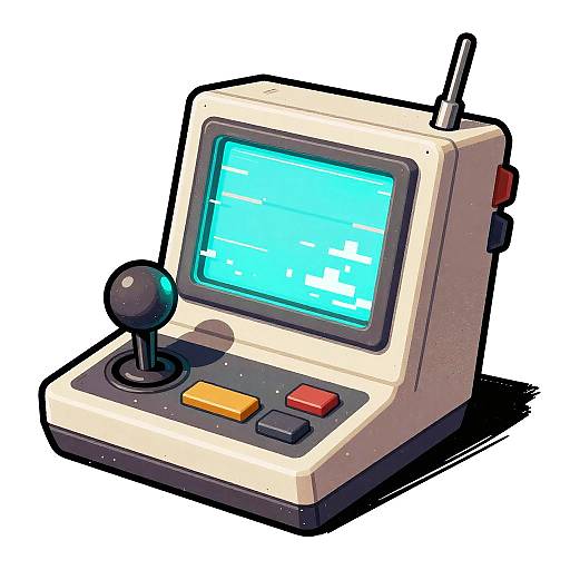 Retro Glitchy Game Console Illustration