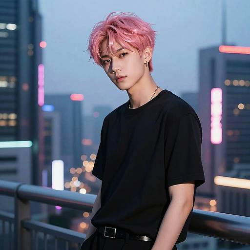 Cyberpunk Boy with Neon Pink Hair