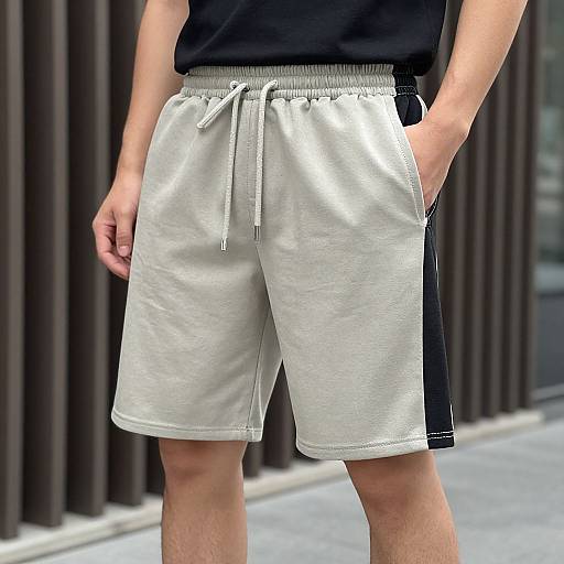 Stylish European Man in Athletic Shorts