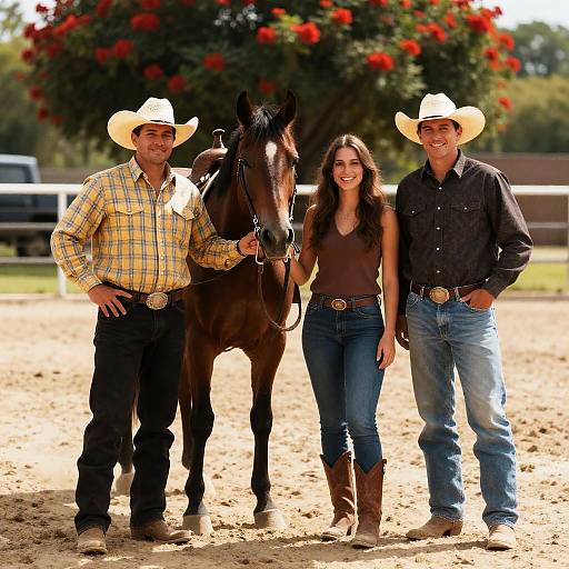 Cowboys and Horse in Sunny Arena