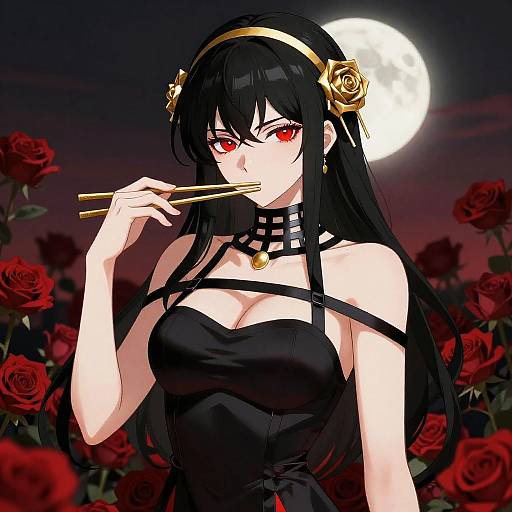 Moonlit Rose: Seductive Anime Woman