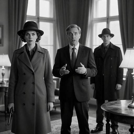 Dramatic Black-and-White Room Scene