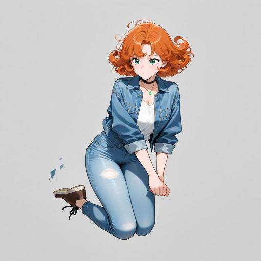 Energetic Tall Girl in Denim Style Energetic Tall Girl in Denim Style
