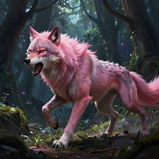 Epic Pink Werewolf Battle Scene