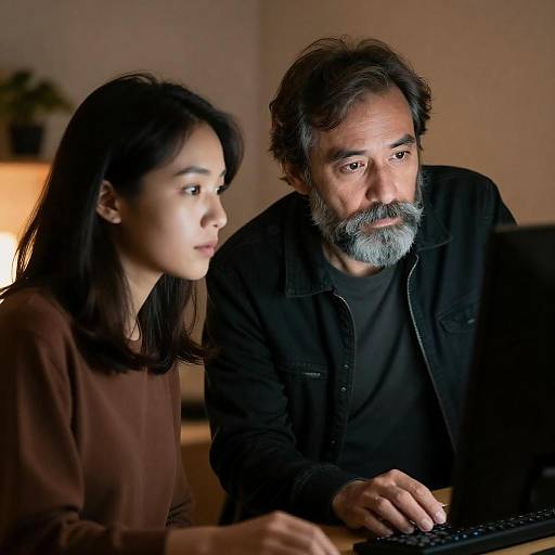 Focused Duo at Computer Screen