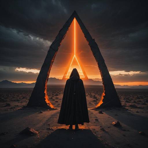 Mysterious Cloaked Figure at Portal