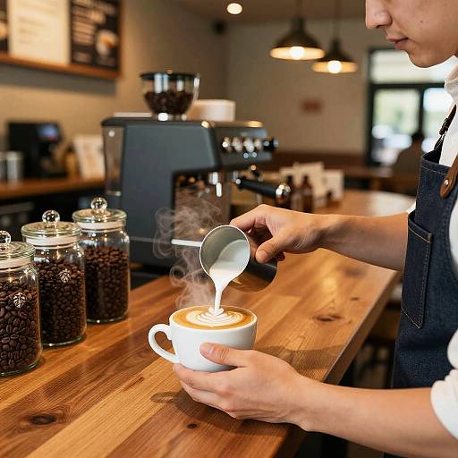 Starbucks Barista Crafting Latte Art