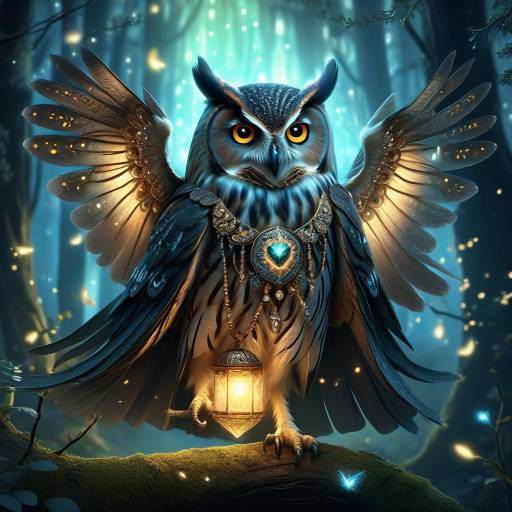 Mythical Owl in Enchanted Forest