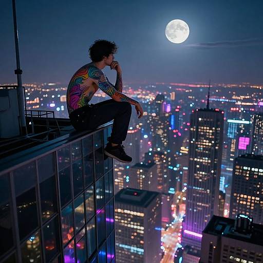 Futuristic Cityscape with Parkour Athlete