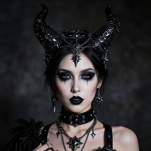 Gothic Woman with Horned Headpiece