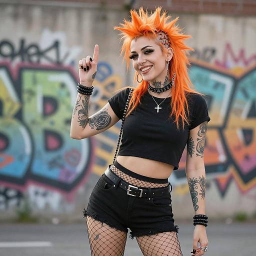 Punk Woman with Spiky Orange Hair