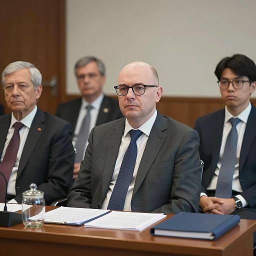 Serious Business Meeting with Four Men in Conference Room