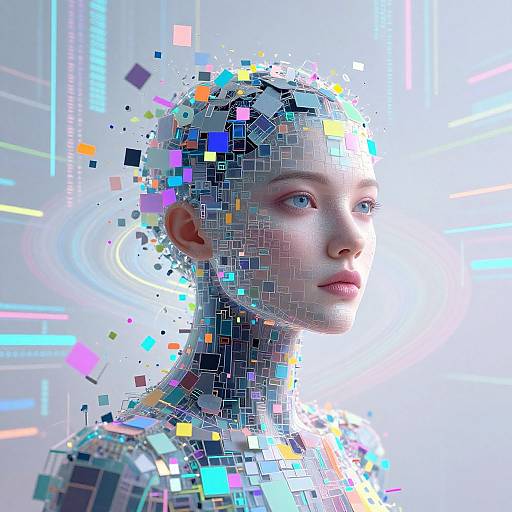 Surreal Pixelated Humanoid AI Portrait
