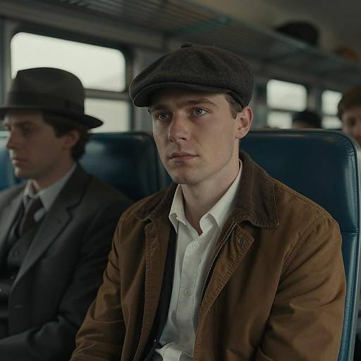 Somber Train Journey in Dim Light