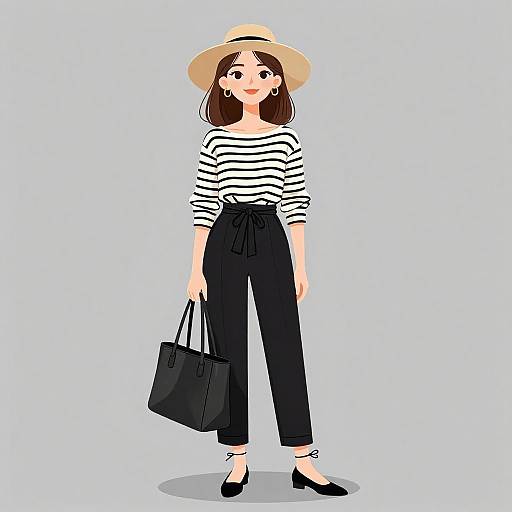 Chic Parisian Woman in Casual Outfit