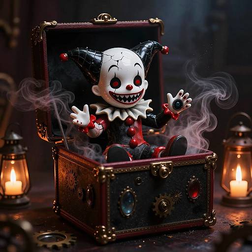 Spectral Harlequin Doll in Gothic Theater