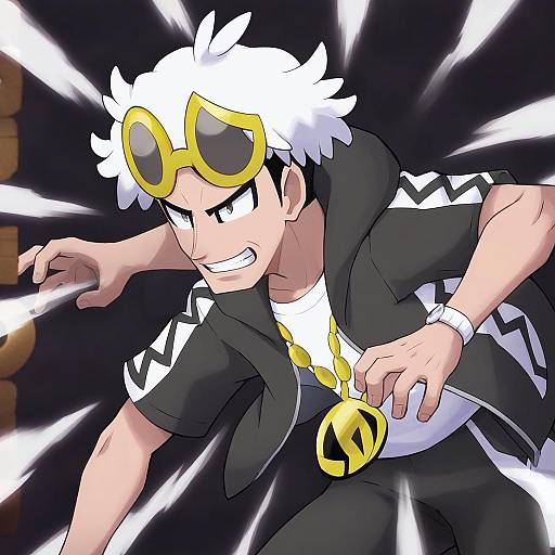 Illustration of Guzma (pokemon), pokemon in the style of Pokemoa