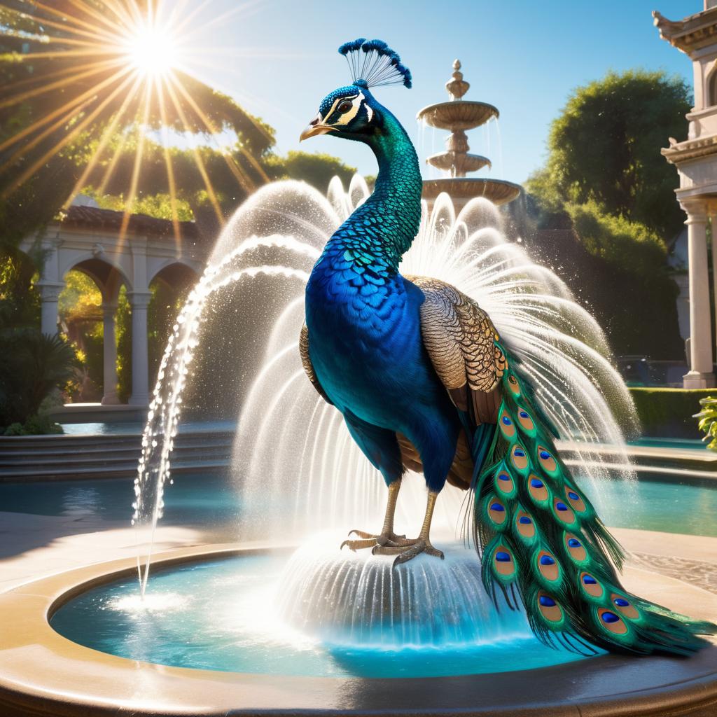 Enchanting Peacock-Fountain Hybrid Creature