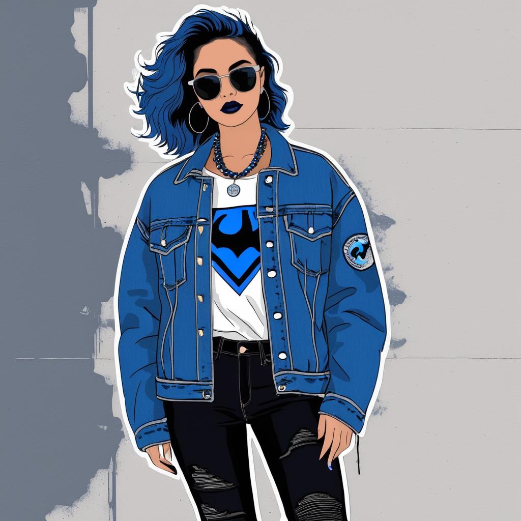 Stylish DC Comics Denim Jacket Illustration