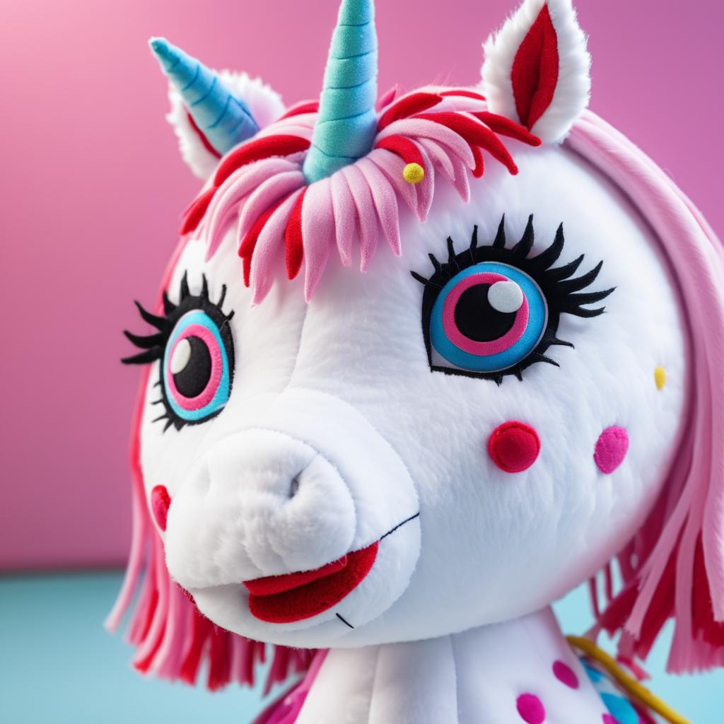 Vibrant Plush Unicorn Fashion Portrait