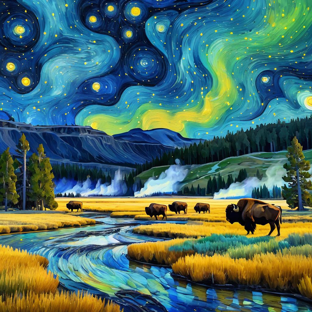 Van Gogh Inspired Starry Night in Yellowstone