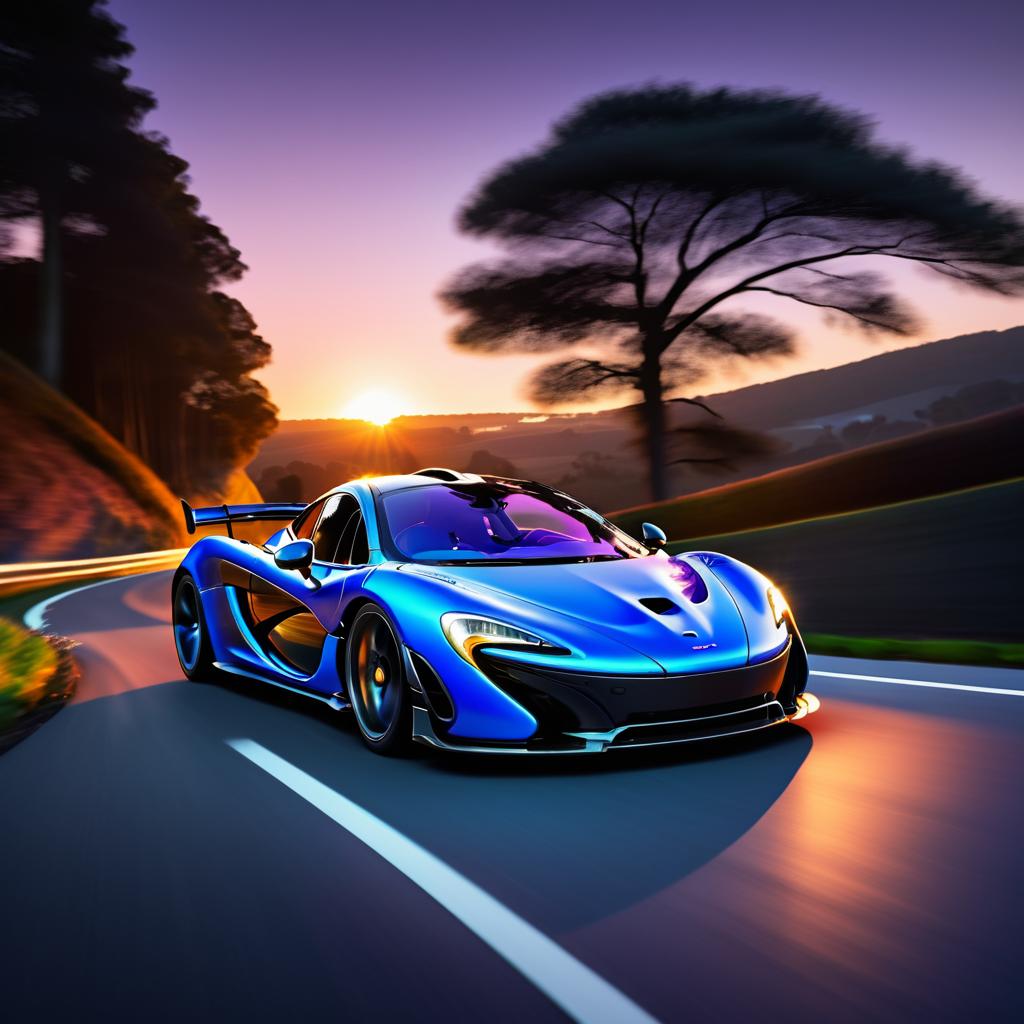 McLaren P1 Racing Through Twilight Landscapes