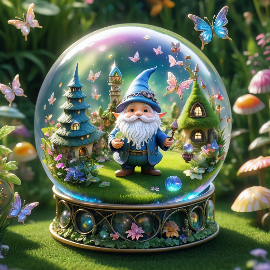 Whimsical Gnome in a Crystal Ball