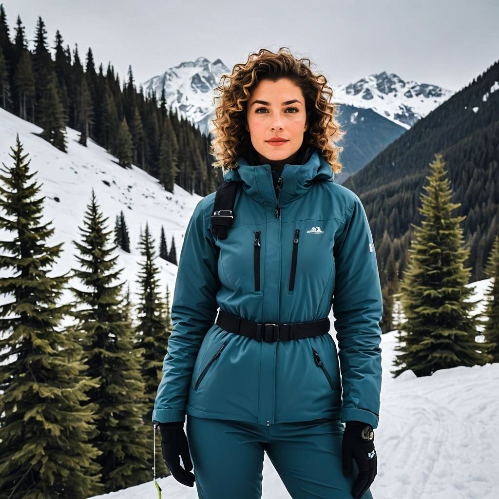 Adventurous Woman in Alpine Ski Outfit