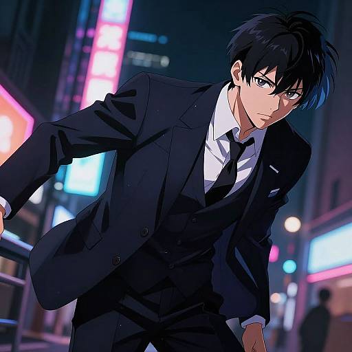 Futuristic Anime Guy in Suit