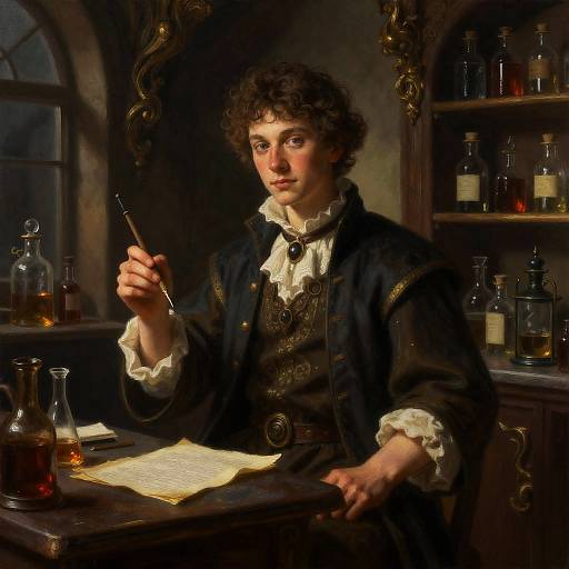 Arcane Alchemist Apprentice in Baroque Apothecary