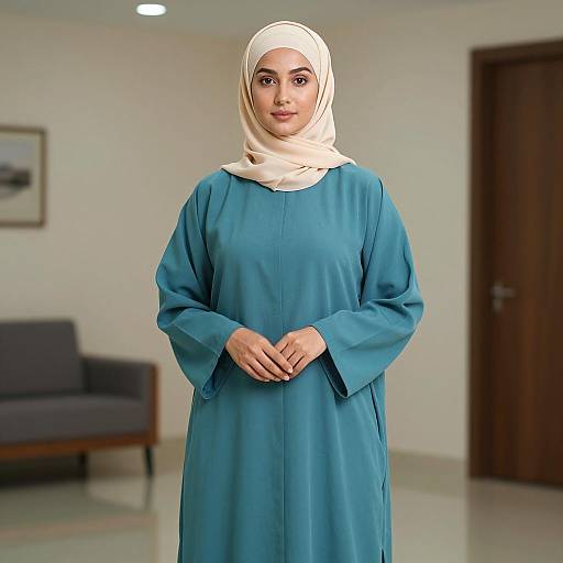 Elegant Turquoise Abaya Style Portrait