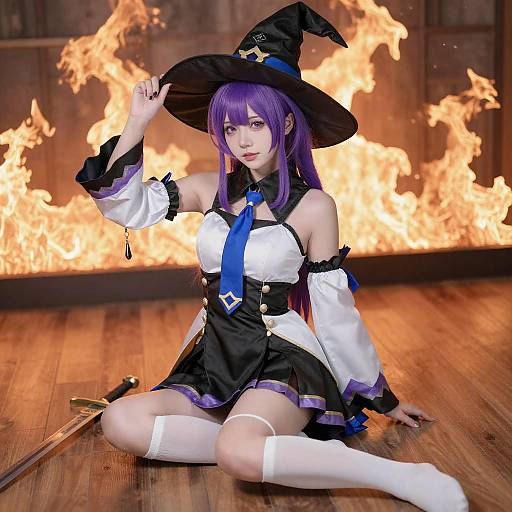Purple-Haired Witch with Sword