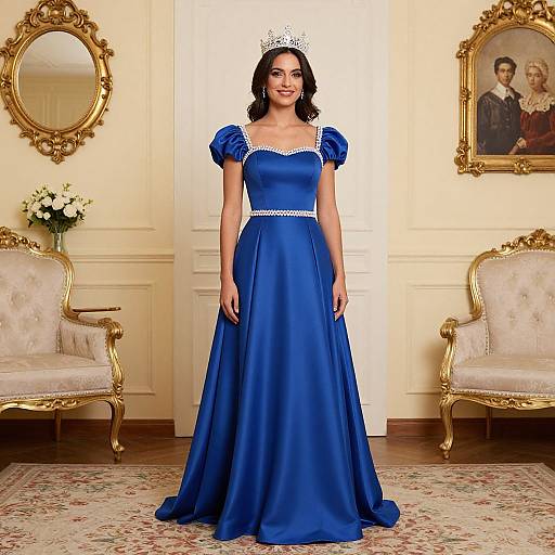 Regal Woman in Blue Dress