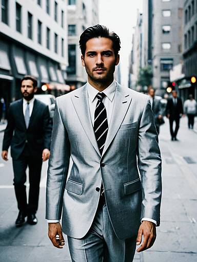 Man in Silver Suit City Style