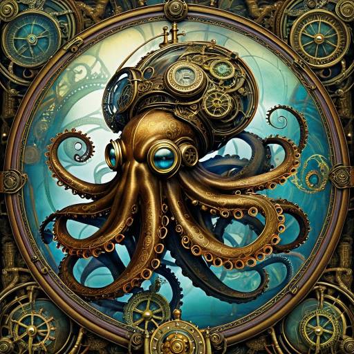 Steampunk Octopus Illustration