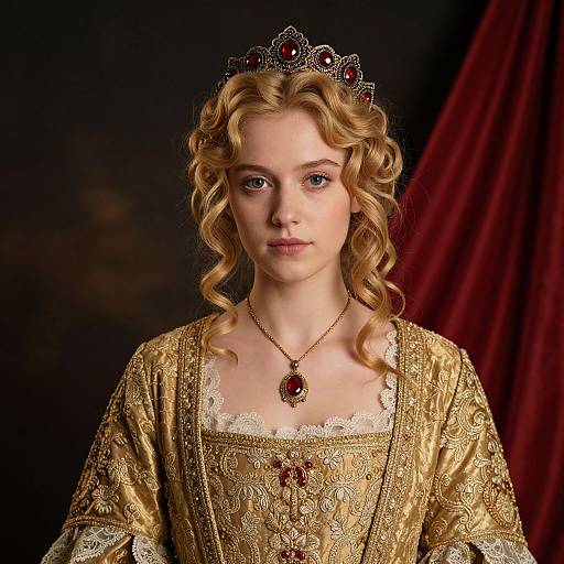 Ornate Golden Curled Woman Portrait