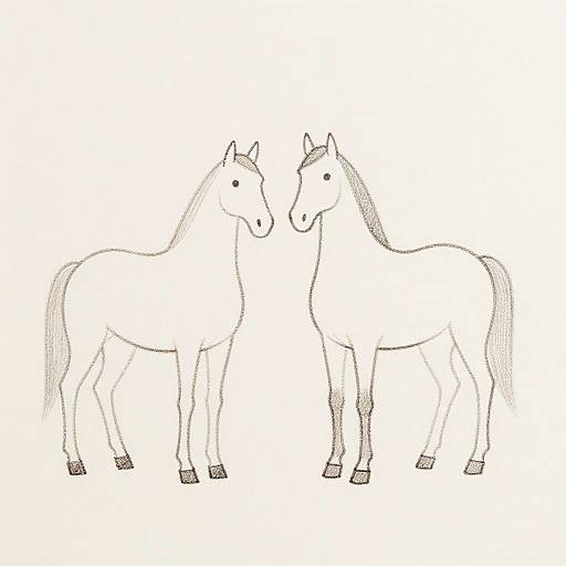 Minimalist Pencil Pair: Stallion and Mare
