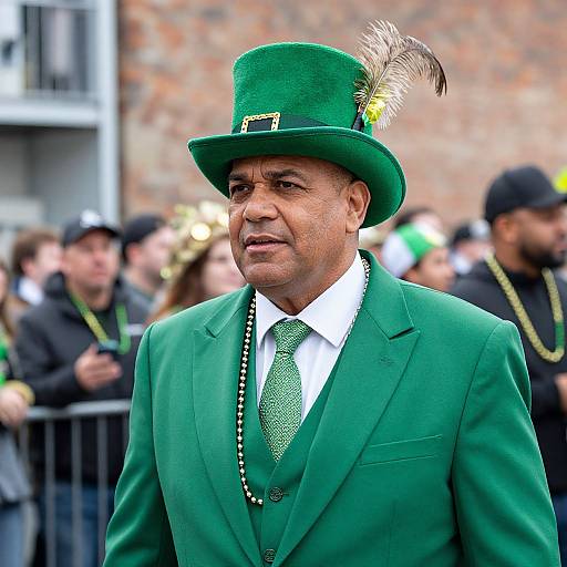 Mardi Gras Man in Green Suit