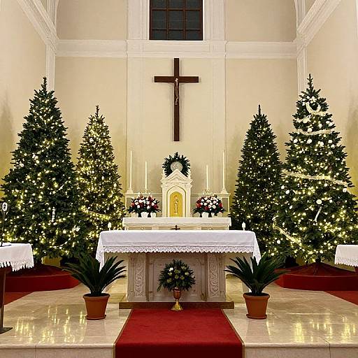 Festive Christmas Church Altar Scene