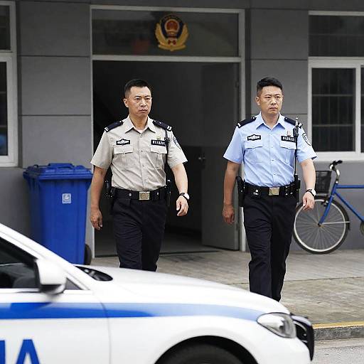 Police Officers Leaving Building Scene