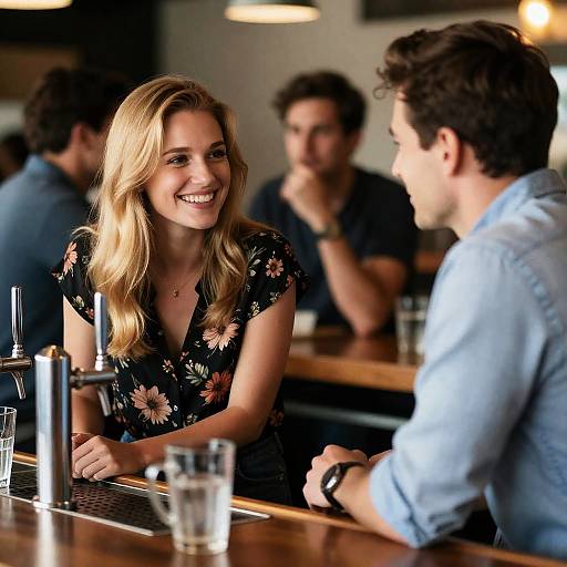 Vibrant Bar Scene with Engaging Conversation