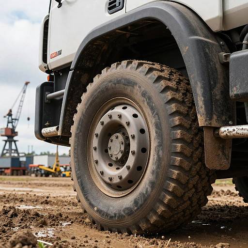 Close-Up Heavy-Duty Truck Tire