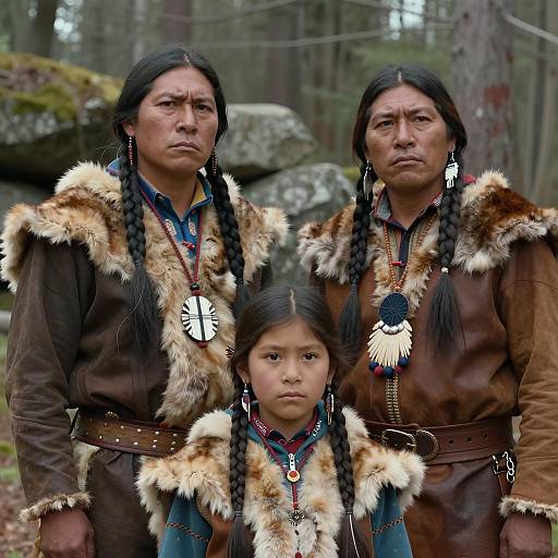 Native American Family in Nature
