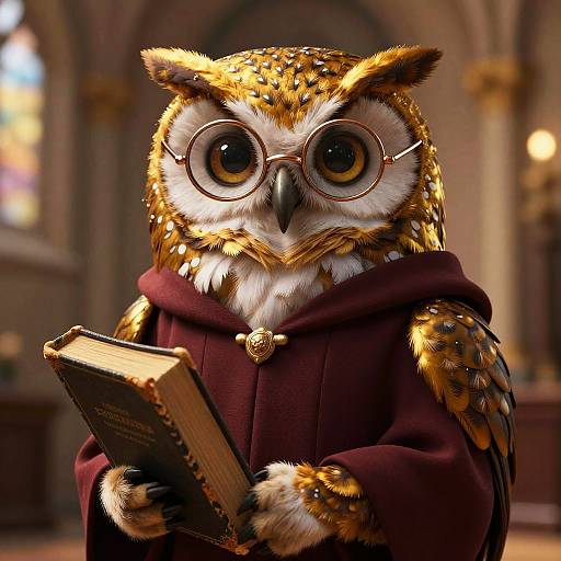 Wise Owl Scholar in Academic Robe