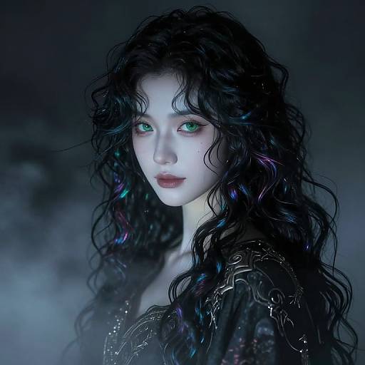 Ethereal Surrealistic Portrait with Emerald Eyes