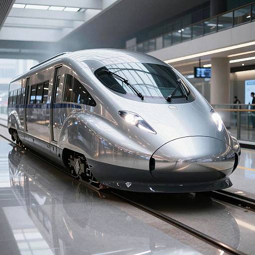 Photorealistic Silver Maglev Train