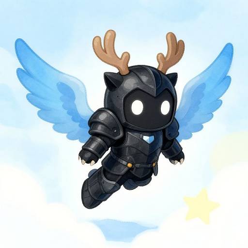 Kawaii Emojis Angel in Black Armor