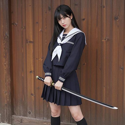 Intense Asian Woman with Katana