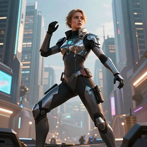 Millia Holmes in Futuristic Cyberpunk Armor