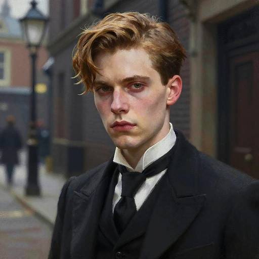 Victorian Gaslit Assassin: Elegant Oil Portrait